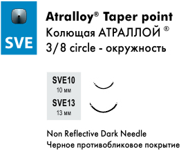 Размеры игл Atralloy Taper point SVE (колющая), окружность 3/8