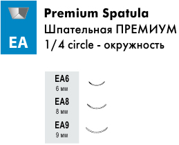 Размеры шовных игл Atramat Premium Spatula EA (Шпательная ПРЕМИУМ), окружность 1/4